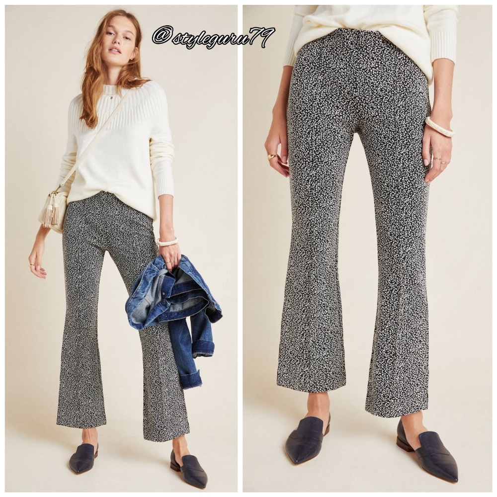 NWT, Anthropologie, Leopard Cropped Flare Trousers